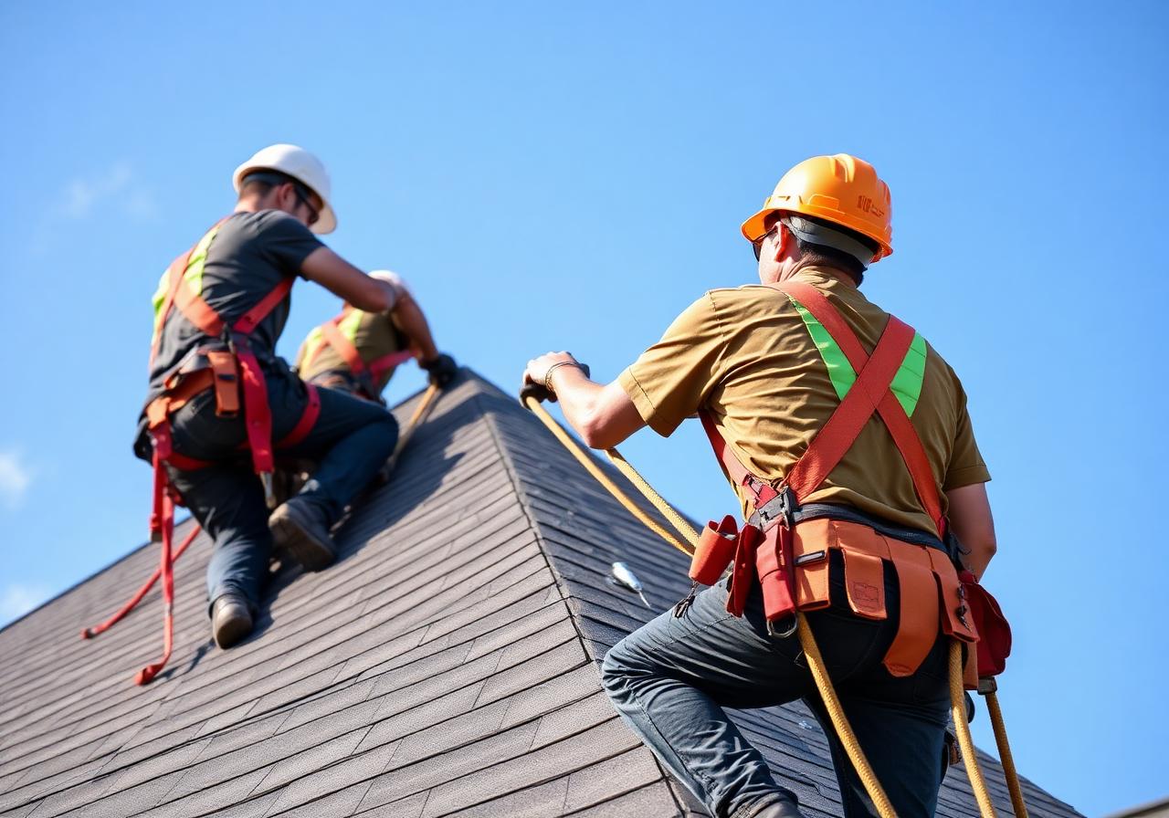 Rocket City Roofing Pros crew installing a new roof